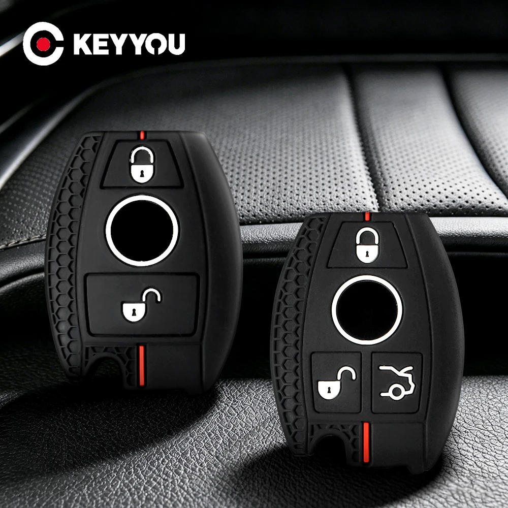 KEYYOU For Mercedes Benz A B C E Class GLS GLA GLK GLC CLS CLA AMG W204 W205 W212 W463 W176 Keychain Silicone Car Key Cover Case