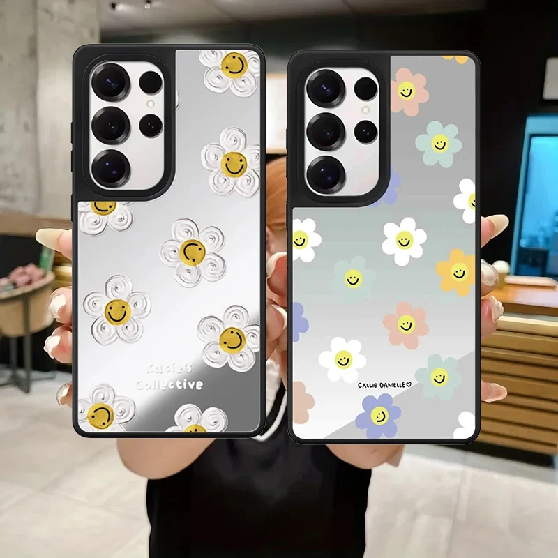

Sunflower Face Pattern Mirror Surface Case for Samsung Galaxy S26 S25 S24 S23 Ultra S26U S26 Plus Protective Case