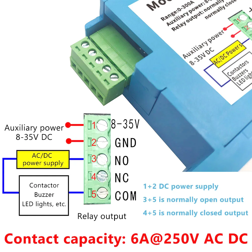 DC Current Sensing Switch 0-50A/0-100A Perforated DC Ampere Switch Din DC Current Sensor Induction Switch Hall Sensor