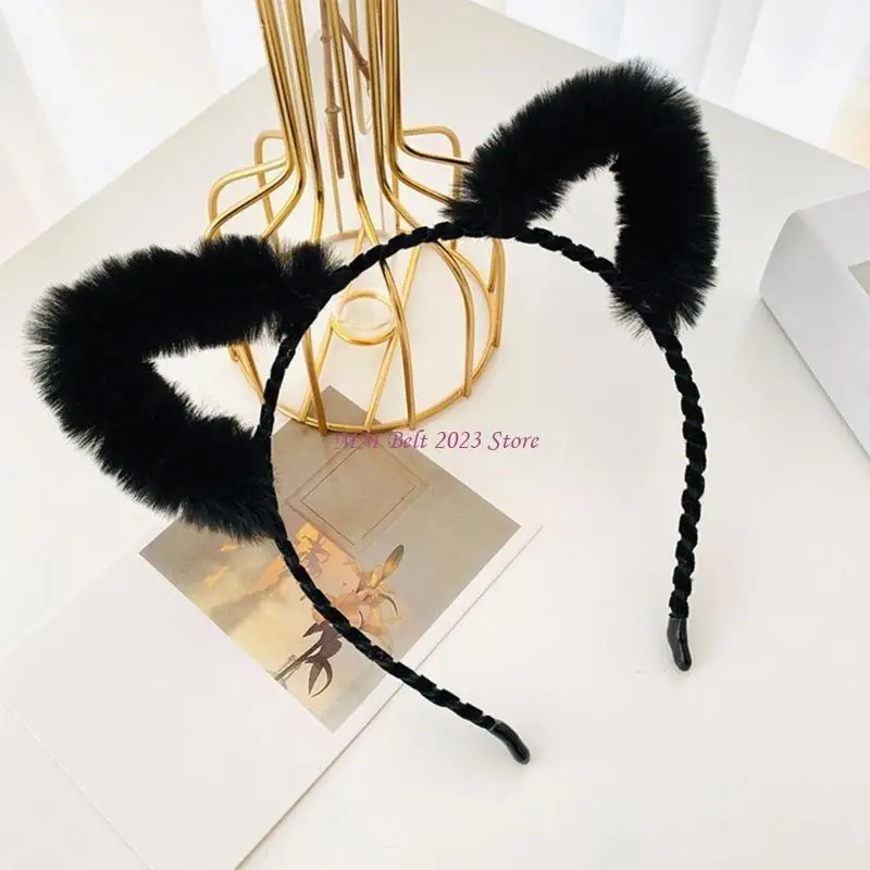 49ME Cho Mèo Đầu Gối Băng Đô Quấn Tóc Lông Mũ Trùm Đầu Kẹp Tóc Bé Gái Phụ Kiện