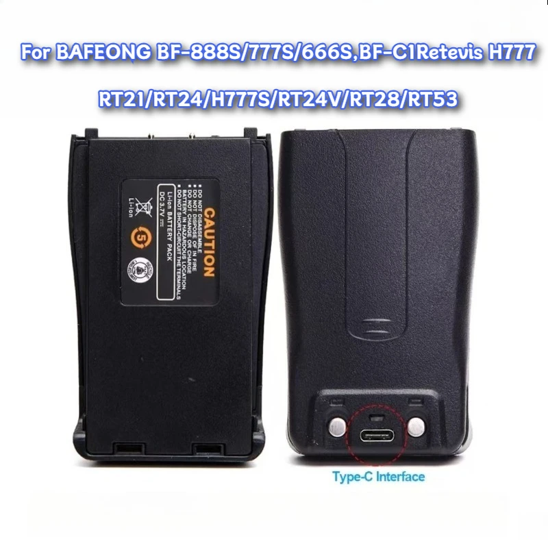Baterai Walkie-Talkie 1500MAh untuk Baterai Lithium Baofeng BF-888S 666S 999S 777S C1 dengan Port Pengisi Daya TYPE-C