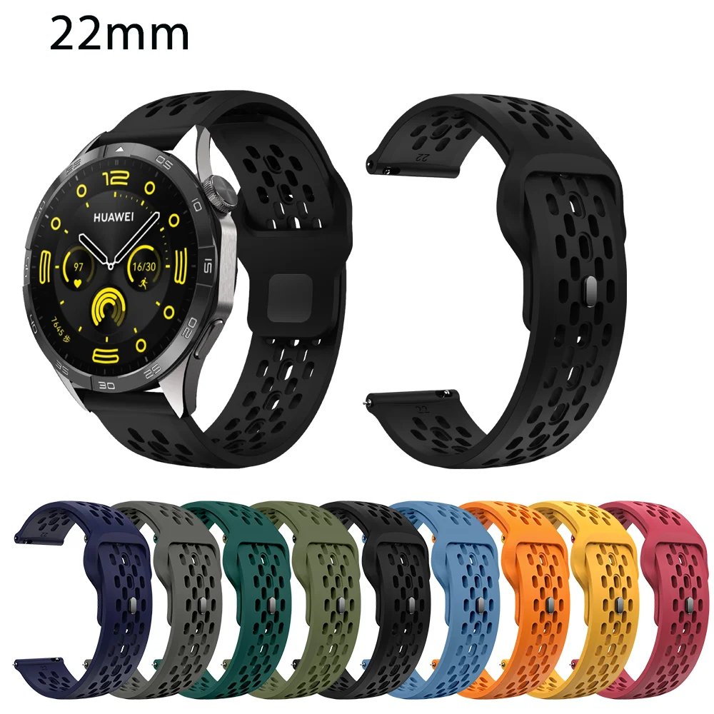 22mm Strap for Huawei Watch Gt4 46mm Silicone Straps Bands Accessories Bracelet Breathable Strap for Huawei Watch 4 4Pro 46mm