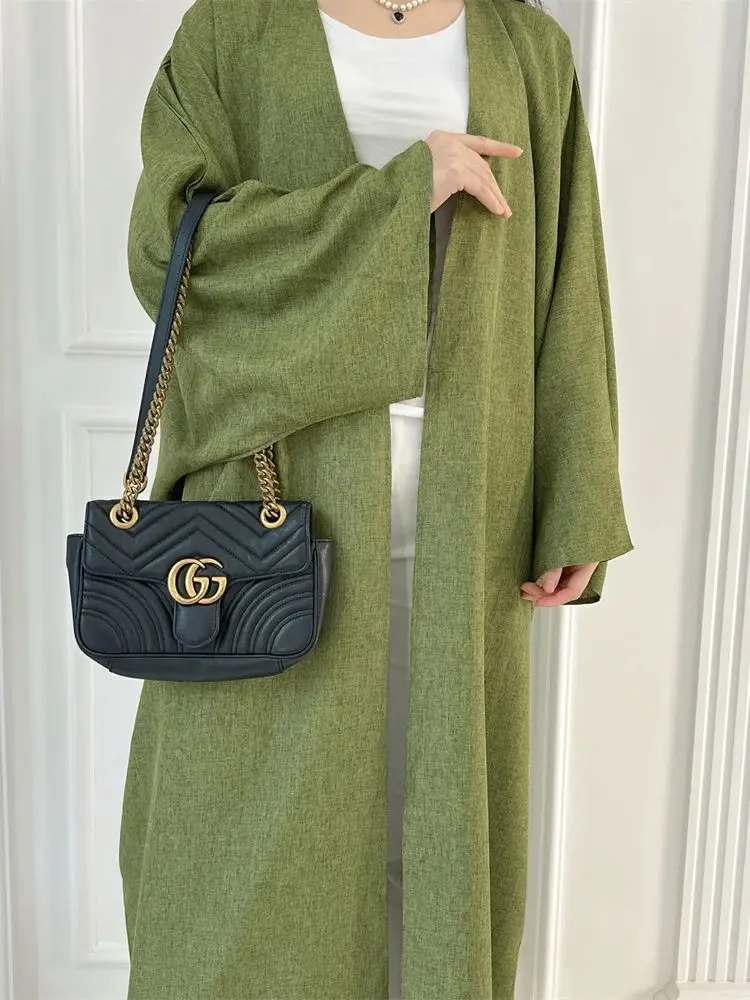 Eid Open Effen Kleur Batwing Abaya Dubai 2024 Bescheiden Kimono Moslim Kaftan Jurken Abaya Voor Vrouwen Islam Kebaya Caftan Femmes