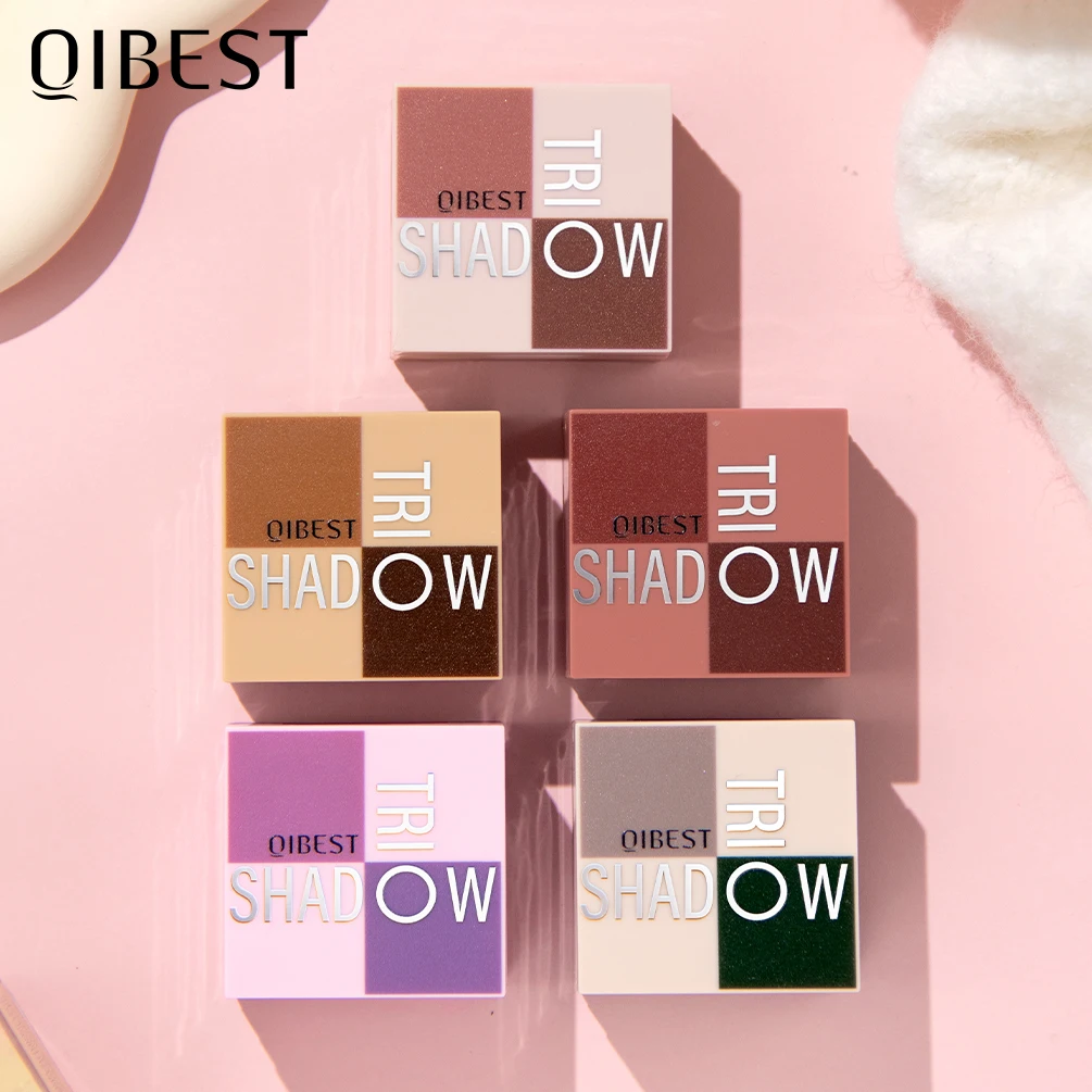 QIBEST Palette di ombretti opachi Ombretto lucido perlato Trucco Multifunzionale Viso Blush Evidenziatore Cosmetici femminili per le donne