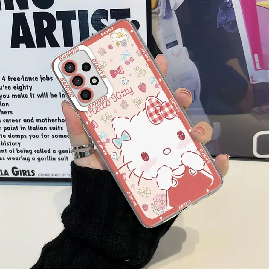 Sanrio Print H-Hellokitty Phone Case for Samsung Galaxy A35 A55A53 A54 A73 A34 A33 A25 A24 A13 A14 A15 Soft Transparent Cover