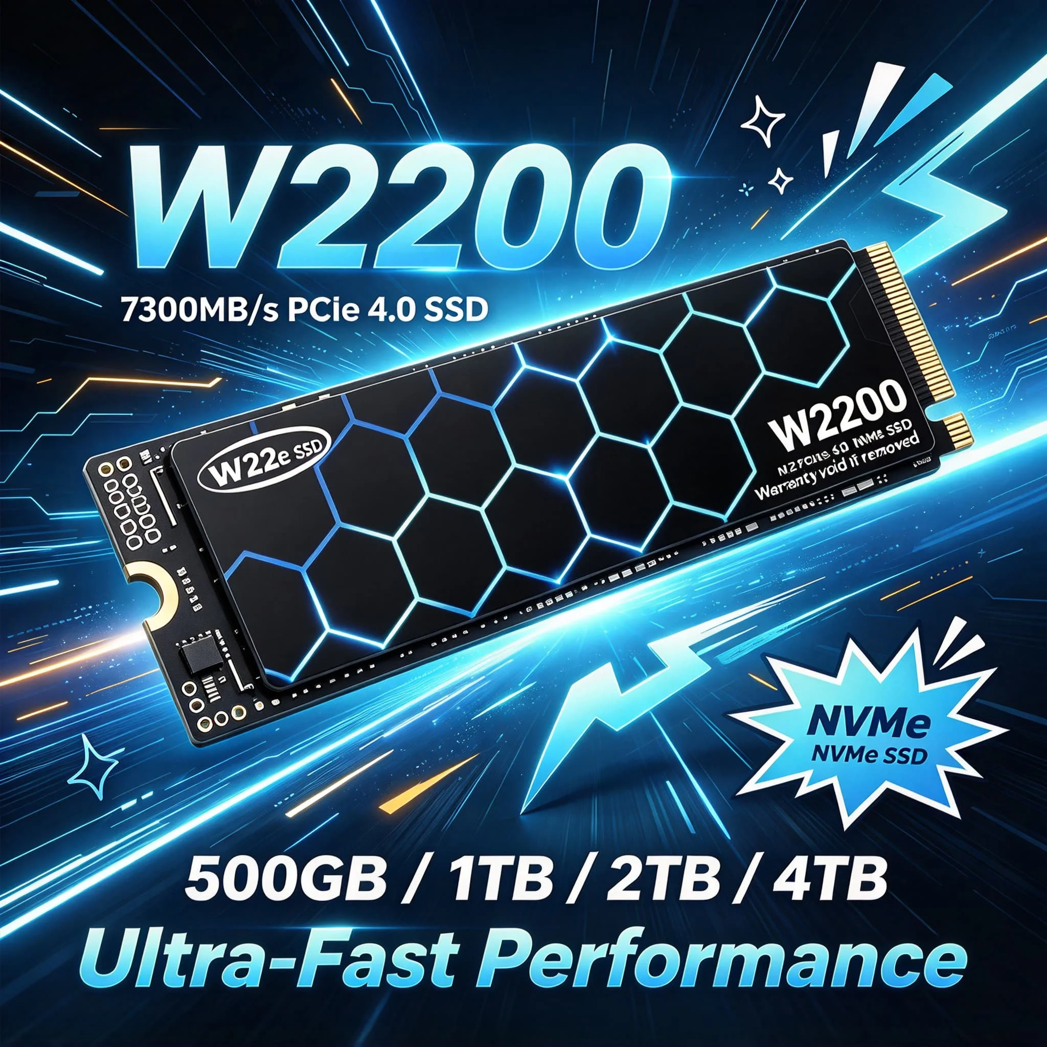 M2 NVMe PCIe 4.0 SSD W2200 500GB 1TB 2TB 4TB 2026 New Fast Speed High Speed Game Office PC Notebooks Inside Solid State Disk