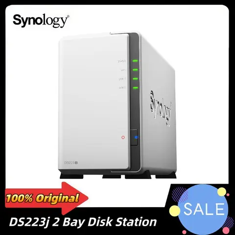 Synology DS223j 2-Bay DiskStation NAS Network Cloud Storage Server DiskStation SATA 6Gb/s RAID 1xGbE NAS Memory (Diskless)