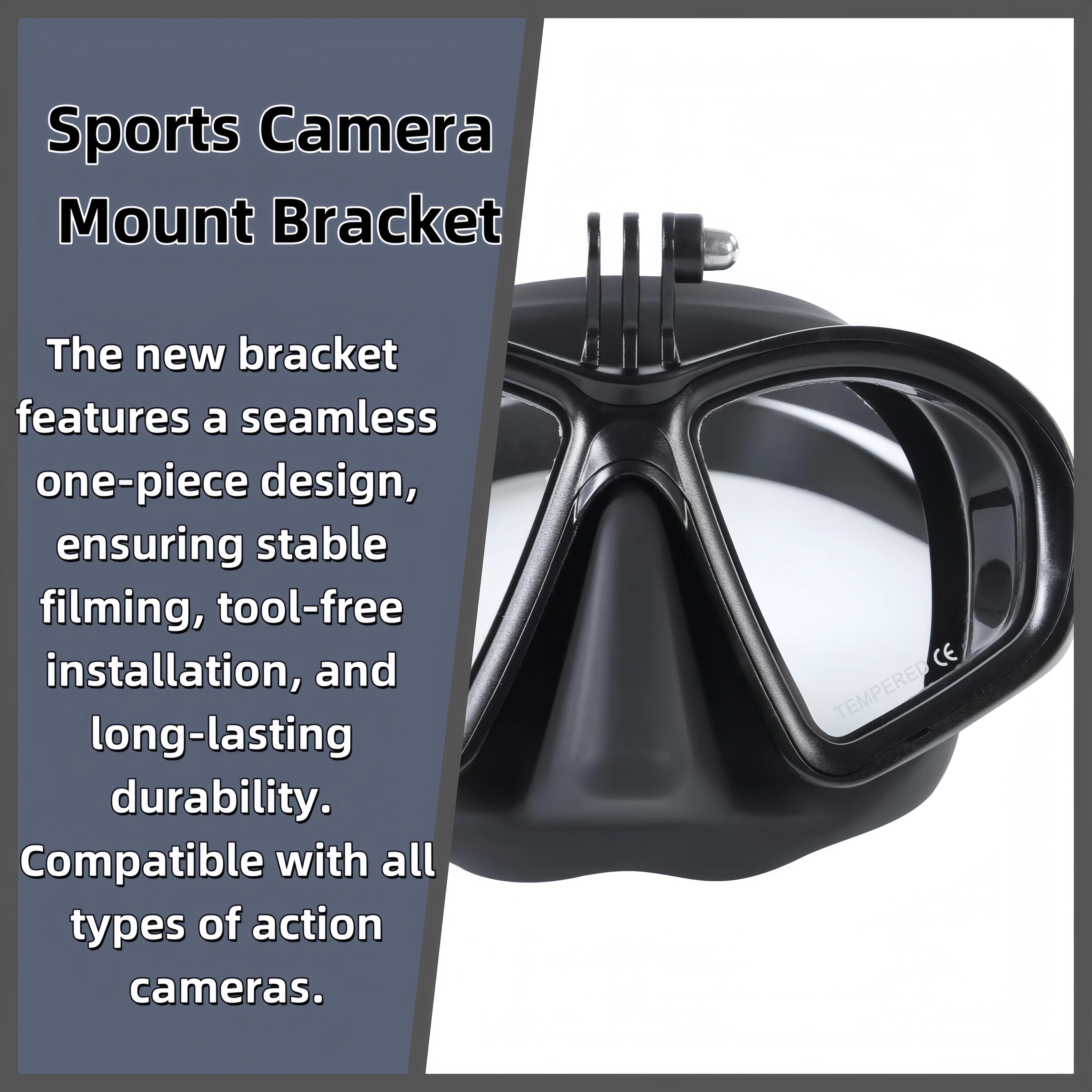 كاميرا تحت الماء مكافحة الضباب رؤية بانورامية أقنعة الغوص نظارات السباحة غص معدات غطس حامل الكاميرا ل Go Pro #2