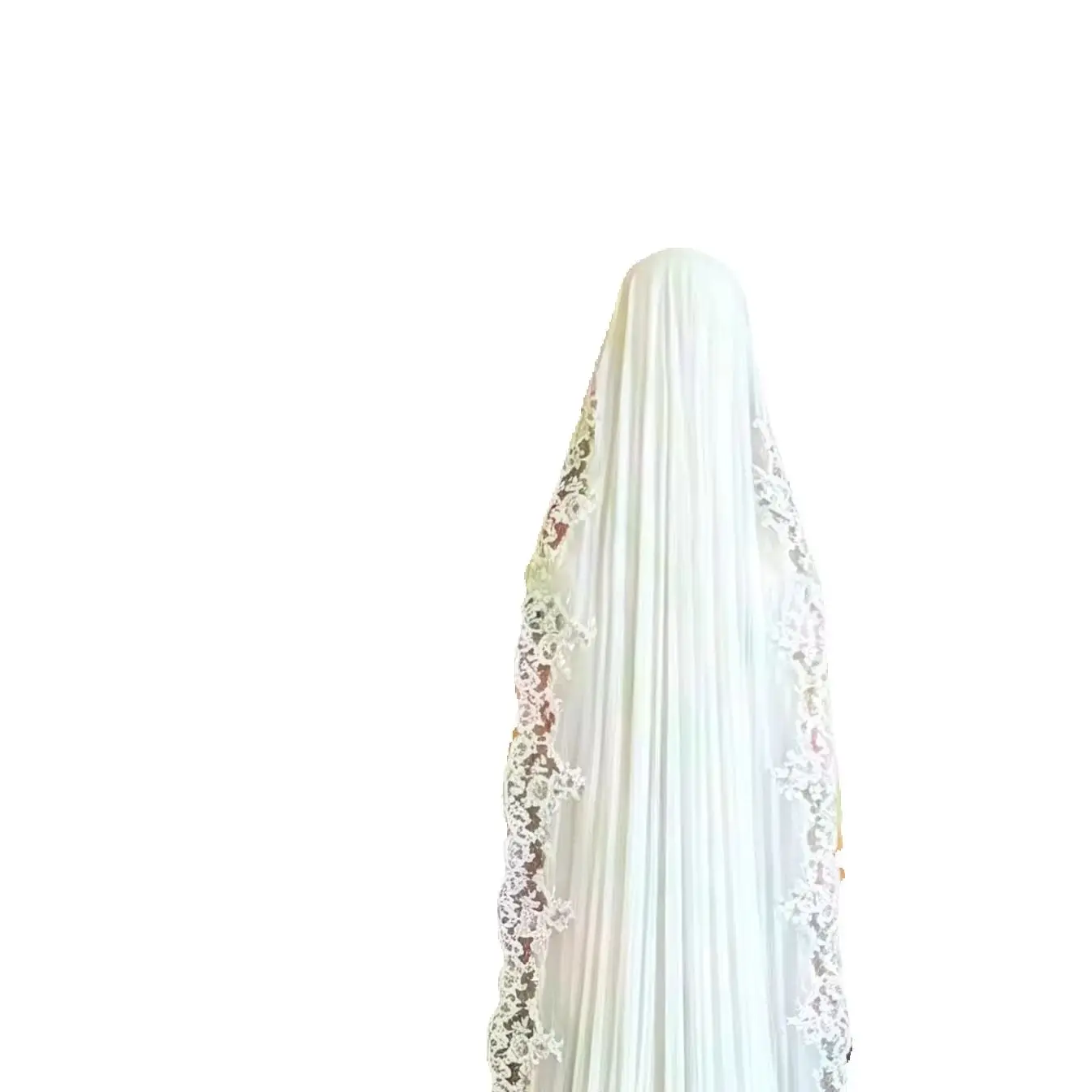 Fashoin Bridal Veil Intricate Lace Embroidery Sparkling Sequin Trims Soft  Tulle Wide Circular Edge Wedding Banquet