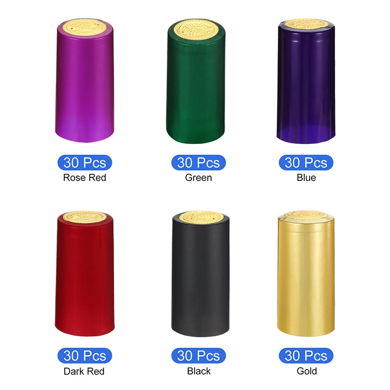 180pcs tappi di bottiglia termorestringenti in PVC bottiglia di vino diritta Capsule termoretraibili maniche termoretraibili copertura superiore pellicola avvolgente per bottiglia bocca