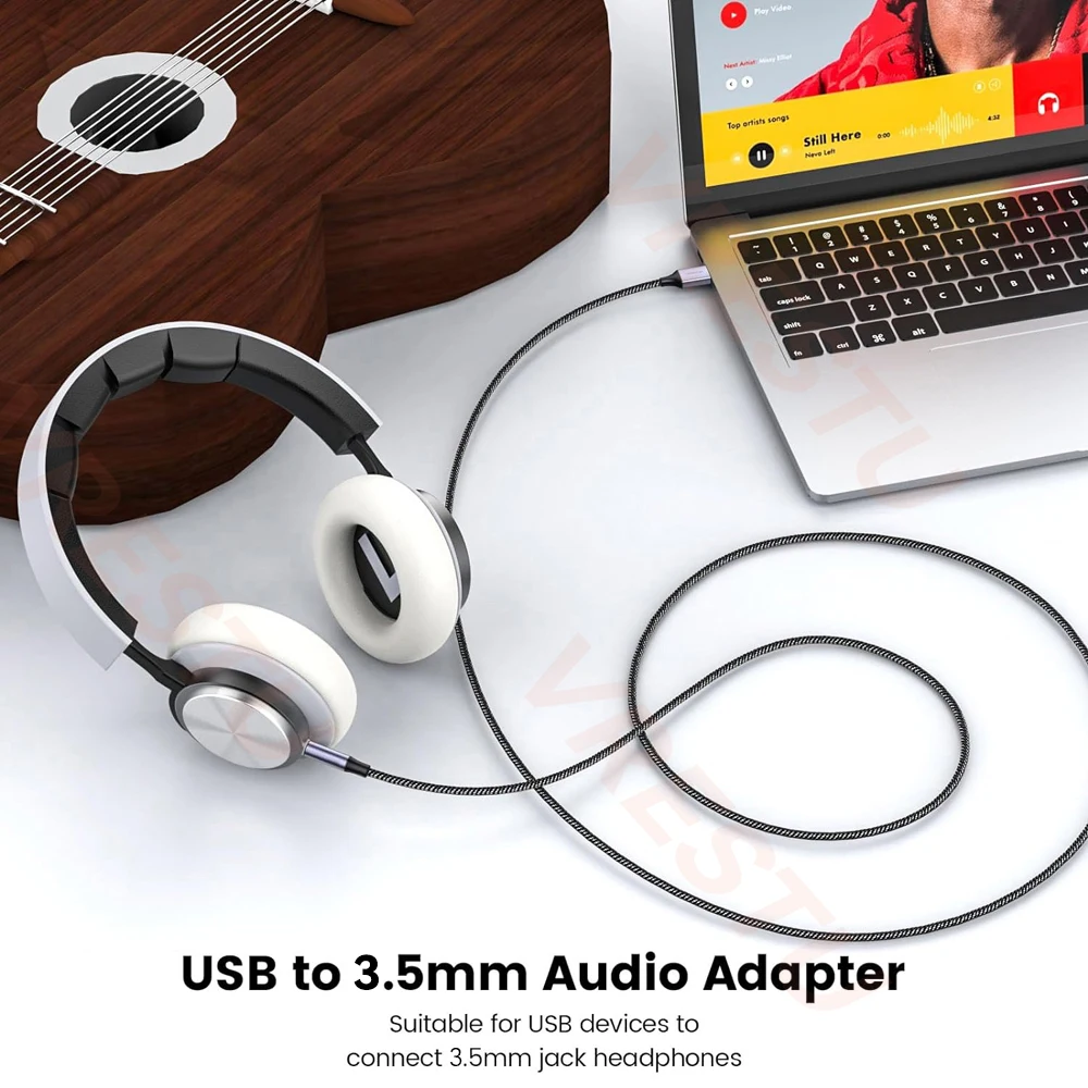 USB do 3.5mm kabel Adapter gniazda Jack 3 5mm 2m zestaw słuchawkowy z głośnikiem pulpit PC linia Audio pomocniczy Stereo переходник USB на 3.5