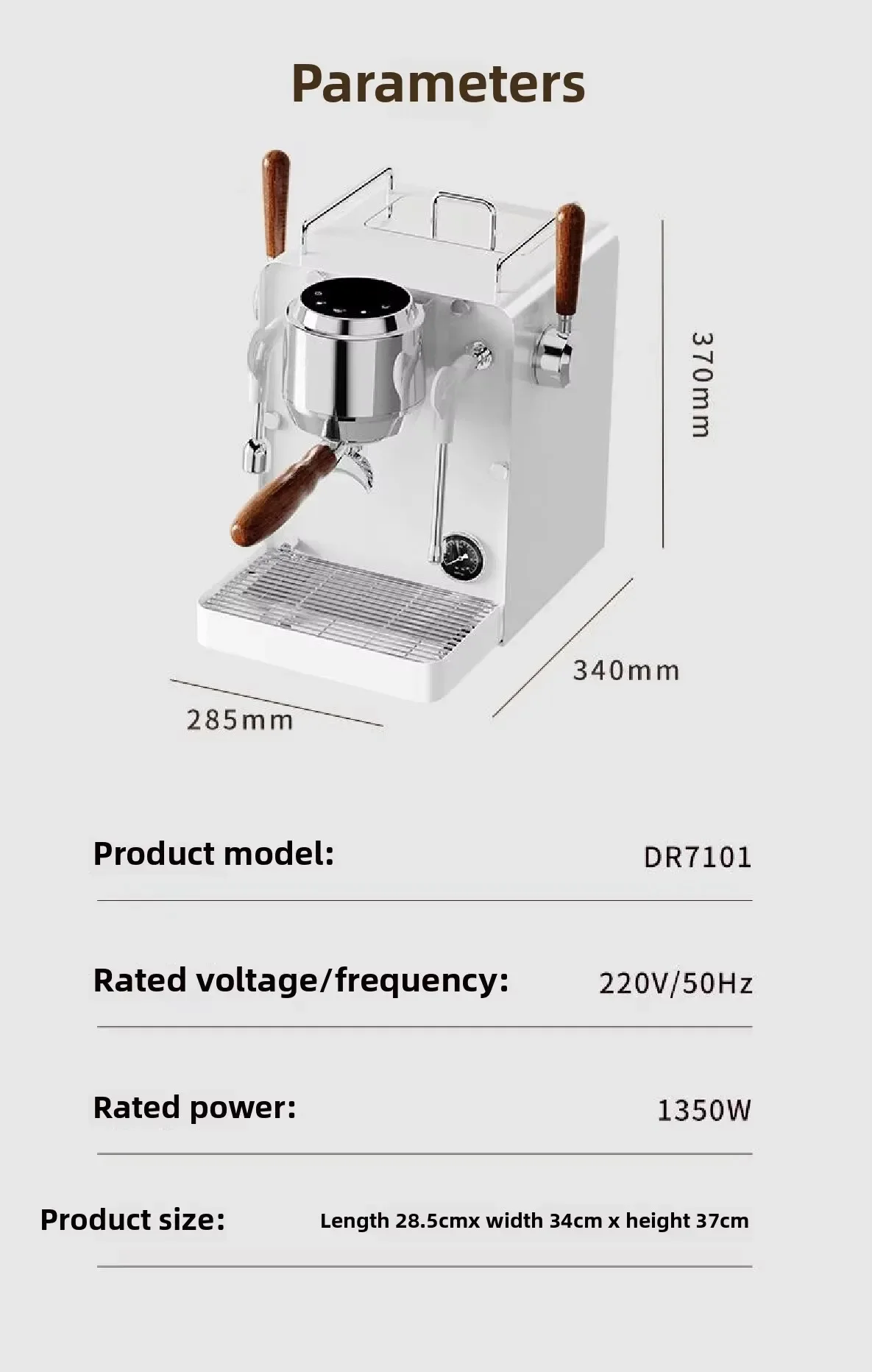 Hambach 7101 Halbautomatische Espressomaschine mit einer Pumpe, italienische Kaffeemaschine für das Heimbüro, kompakte Cappuccino-Brauausrüstung