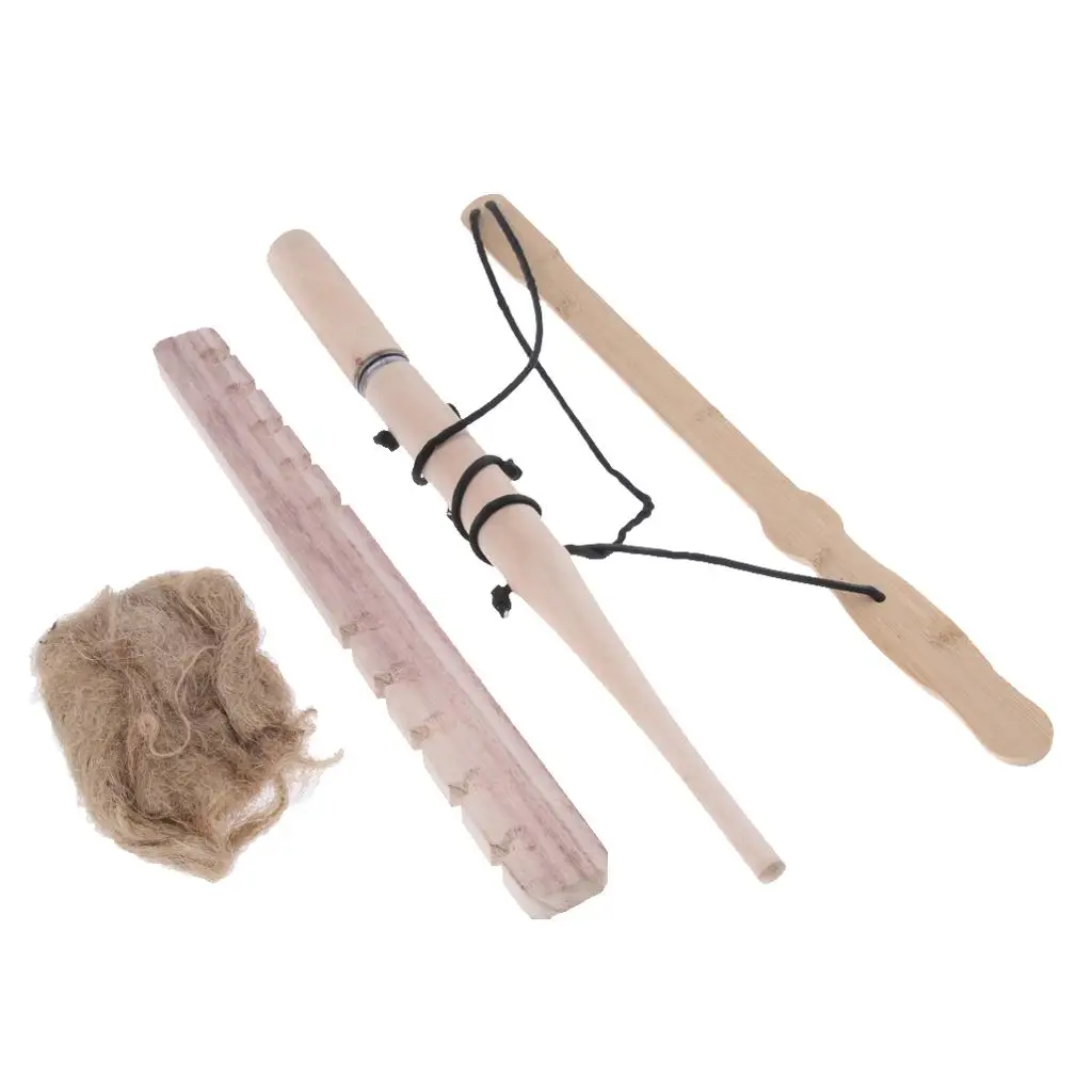 Wood Friction Fire Bow Drill Kit Portable Primitive Fire Starter Set for Camping Tools Survival Practice and Scout Training