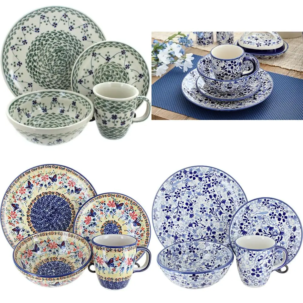 

Набор столовой посуды с цветочным рисунком Green Sage из 16 предметов — 4 набора, идеально подходящие для повседневного использования и повседневного использования в столовых условиях