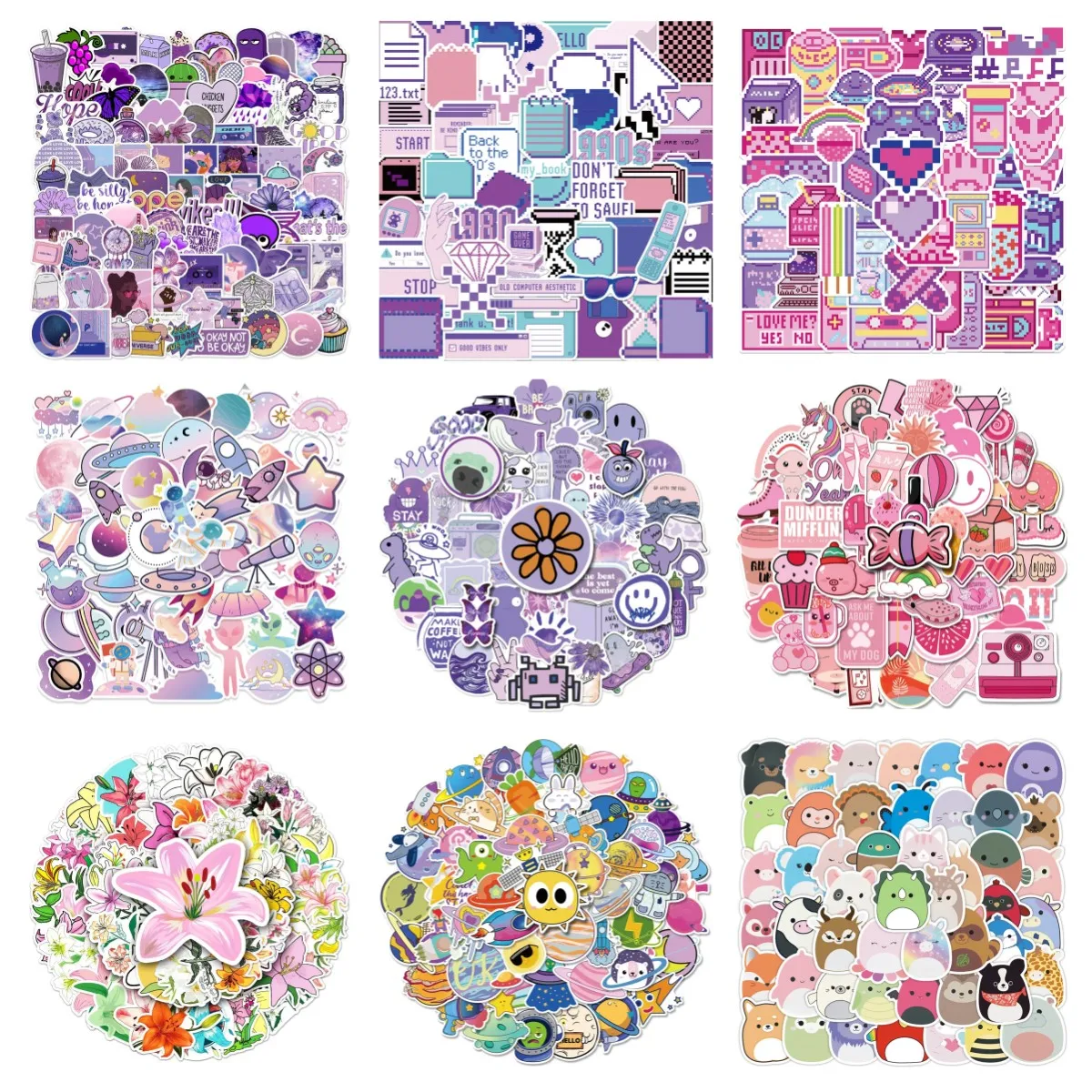 10/30/50PCS Ins Pixel Style Trendy Graffiti Waterproof Sticker Toy Decoration Notebook Children Gift Ipad  PVC Sticker Wholesale