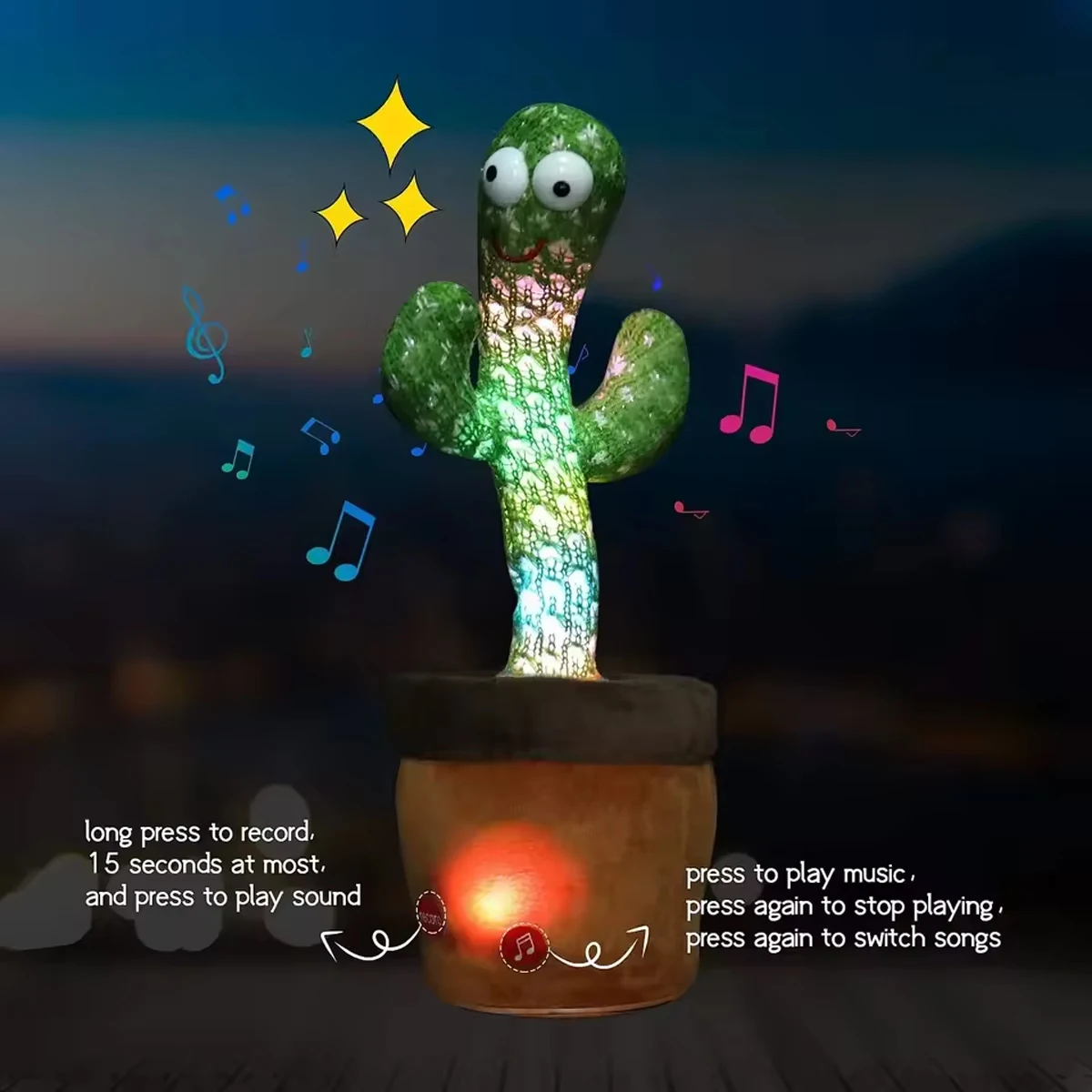 1pc-A Talking Cactus Toy That Can Be Charged Recorded And Repeated Suitable For Spanish English And Arabic Voice Changer