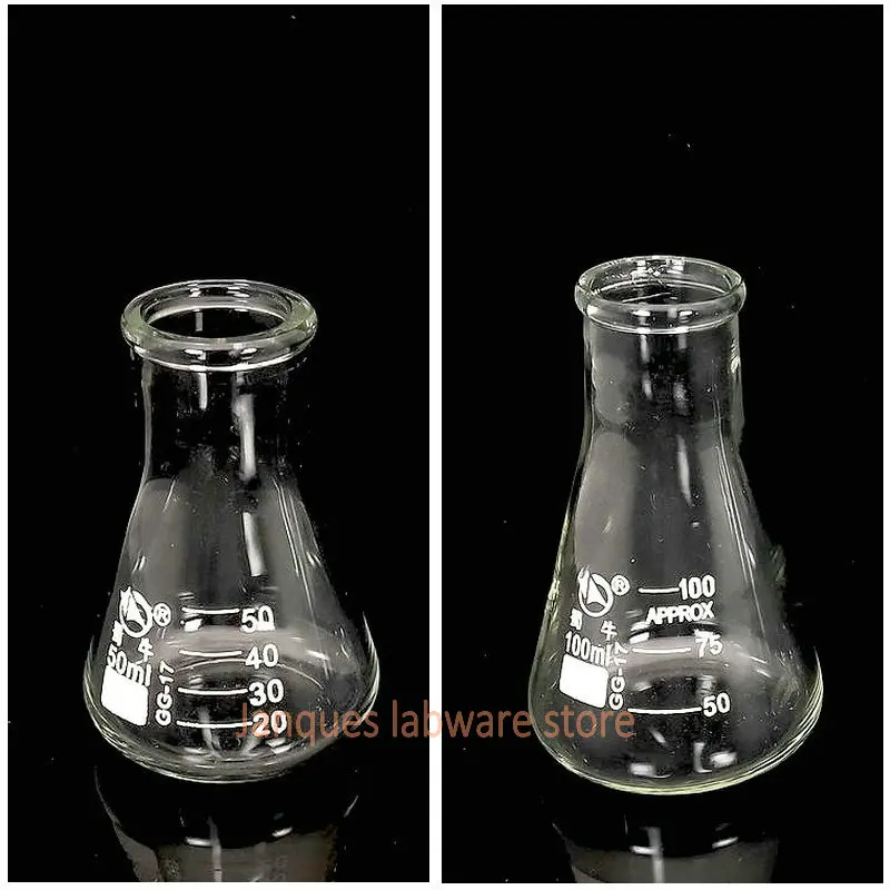Laboratory 50ml to 1000ml High borosilicate Glass Flask Chemical experiment conical triangular Bottle