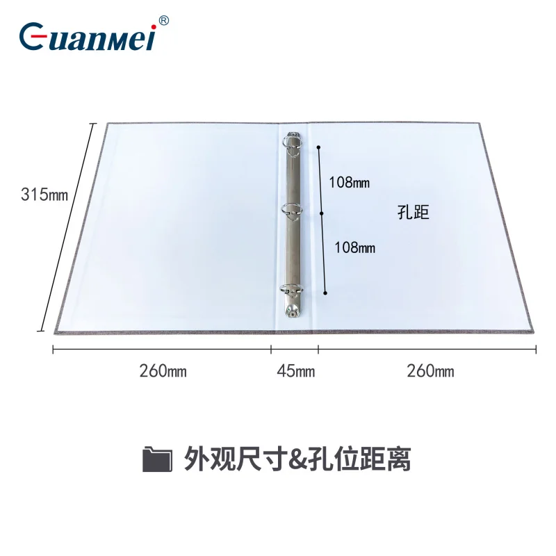 Customized. Guangmei Factory Linen Cover Large A4 Three-Hole Binder Exam Paper Music Score Storage Office Loose-Leaf Binder