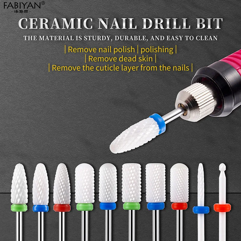 الماس السيراميك مسمار لقمة ثقب مجموعة المهنية الكهربائية قاطعة المطحنة ل مانيكير النساء مسمار الملحقات #4