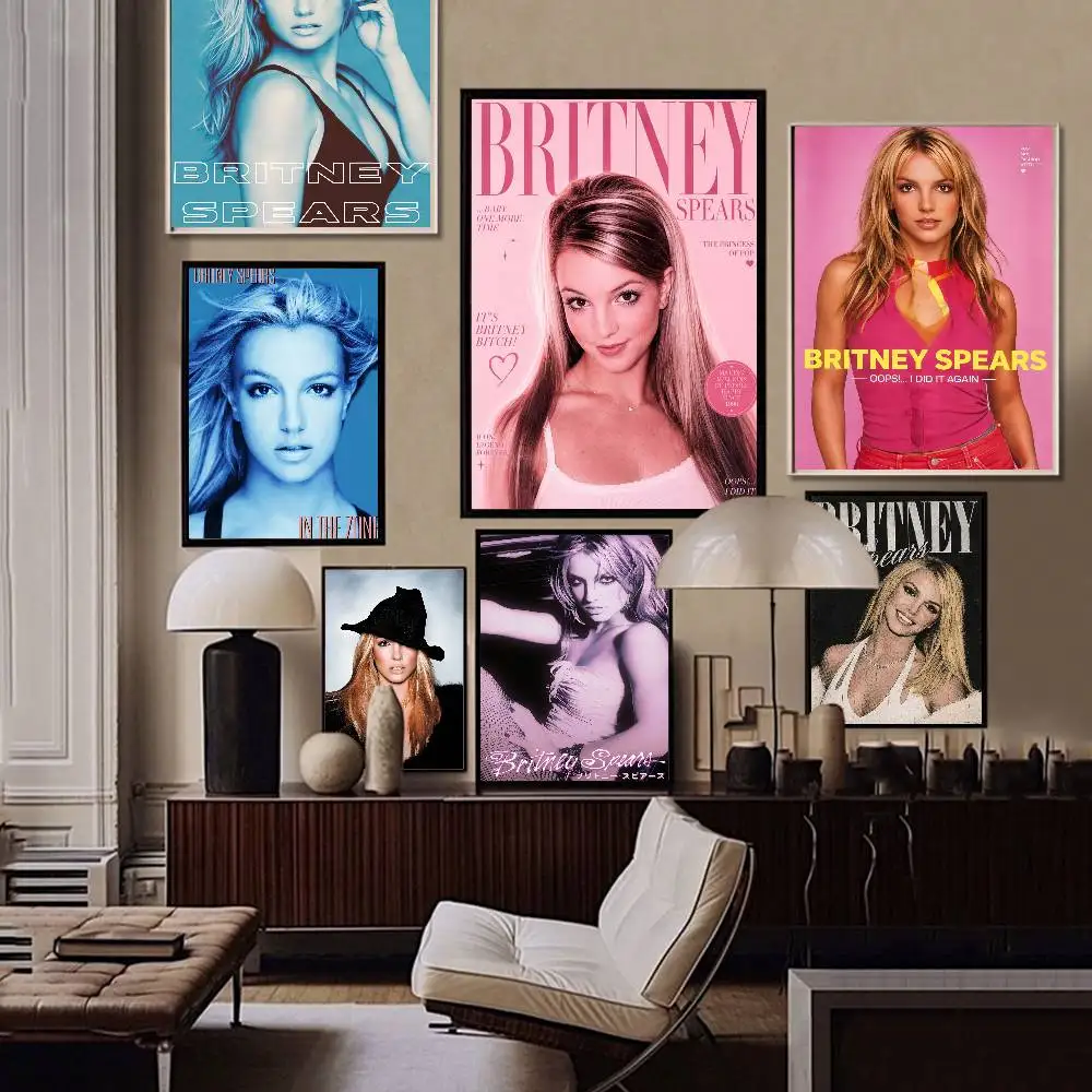 Pop Princess Singer B-Britney Spears Anime Posters Sticky Whitepaper Sticker DIY Room Bar Cafe Kawaii Room Decor