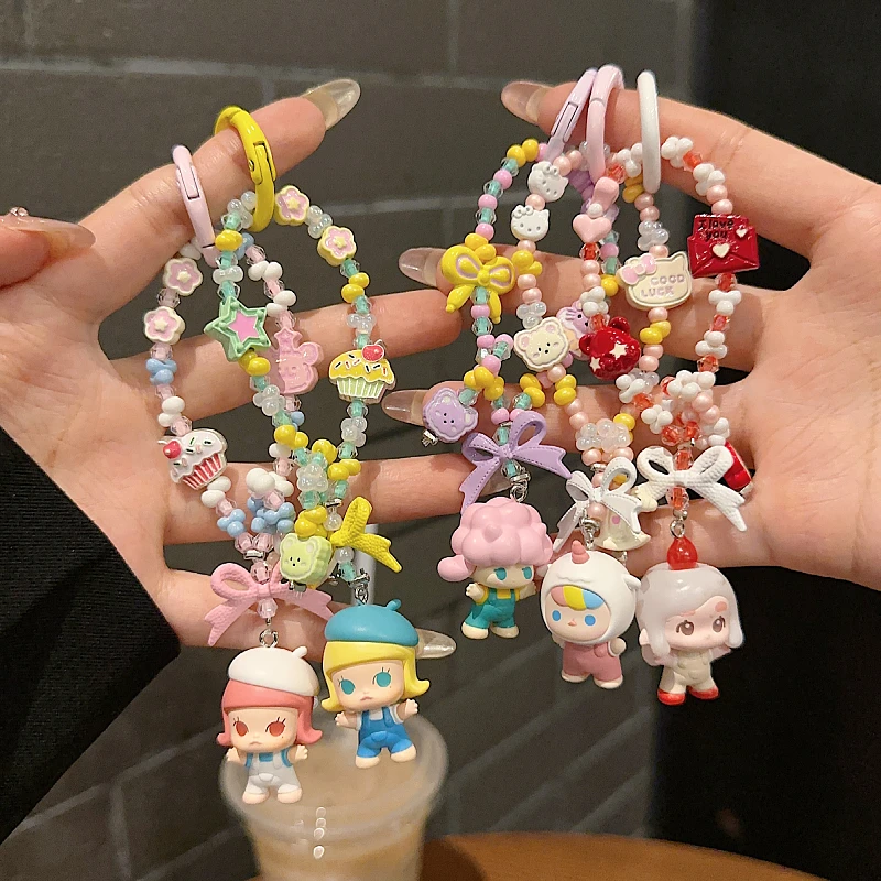 POP BEAN Molly Diy Multi-Colored Drop Oil Beads Alloy Bow for Bracelet Bag Chain Phone Accessories Beaded Backpack Pendant Gift