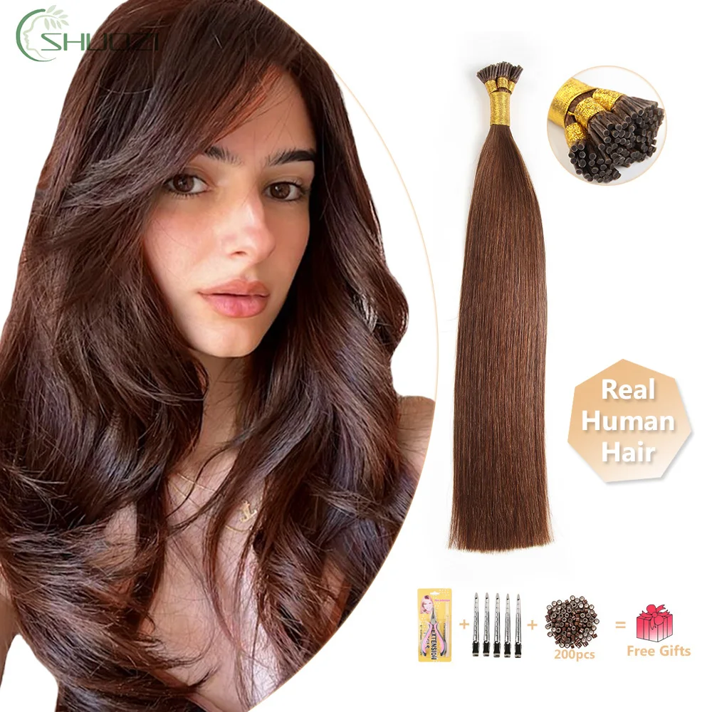 Natural Black Remy Hair 1g/strand 14/24 Inch Real Remy Micro Ring I Tip Human Hair Extensions Straight Pre Bonded Keratin Hair