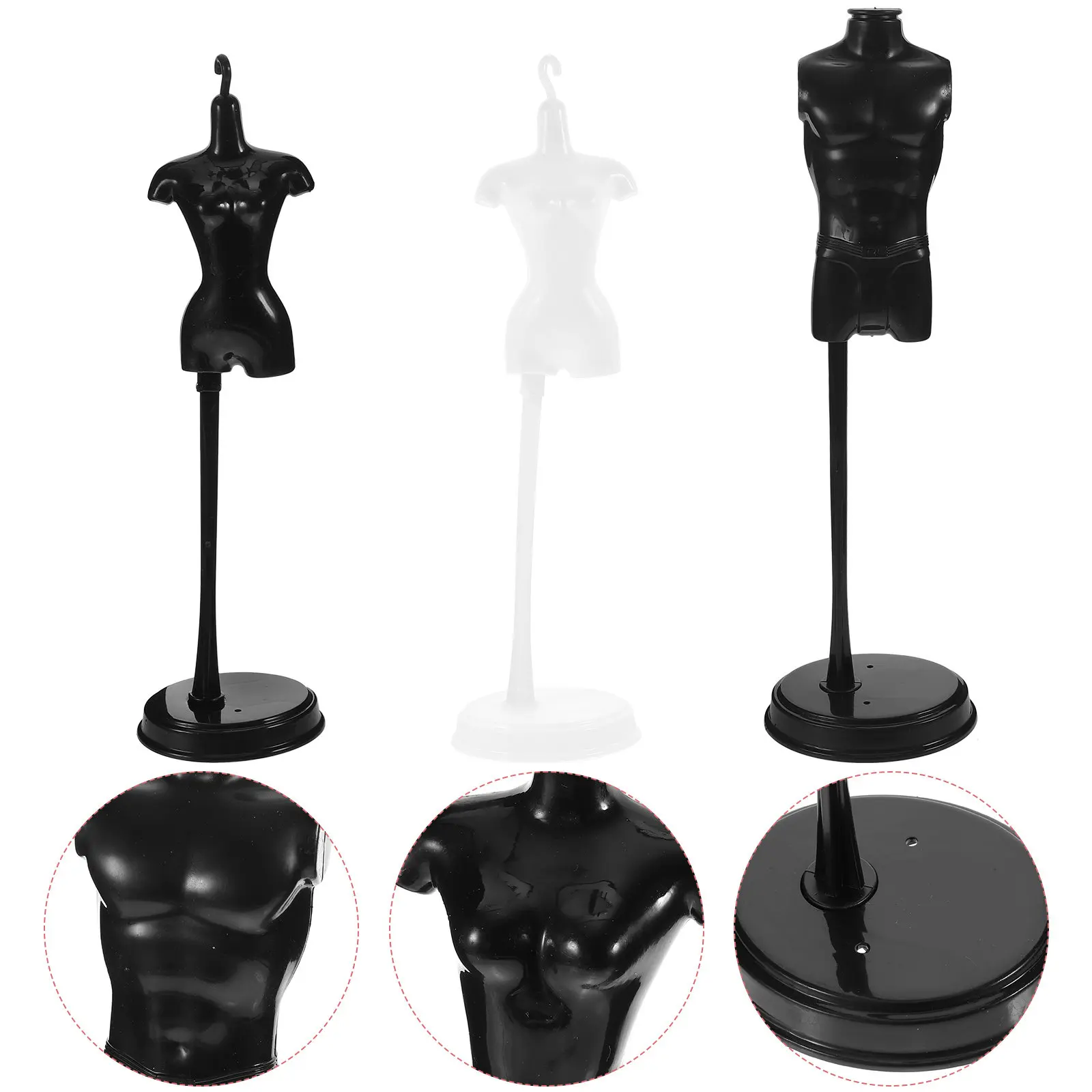

3Pcs Small ABS Mannequin Stand Dress Display Rack Stable Mini Clothes Holder Skirt Dress Display Stands Mannequin Rack