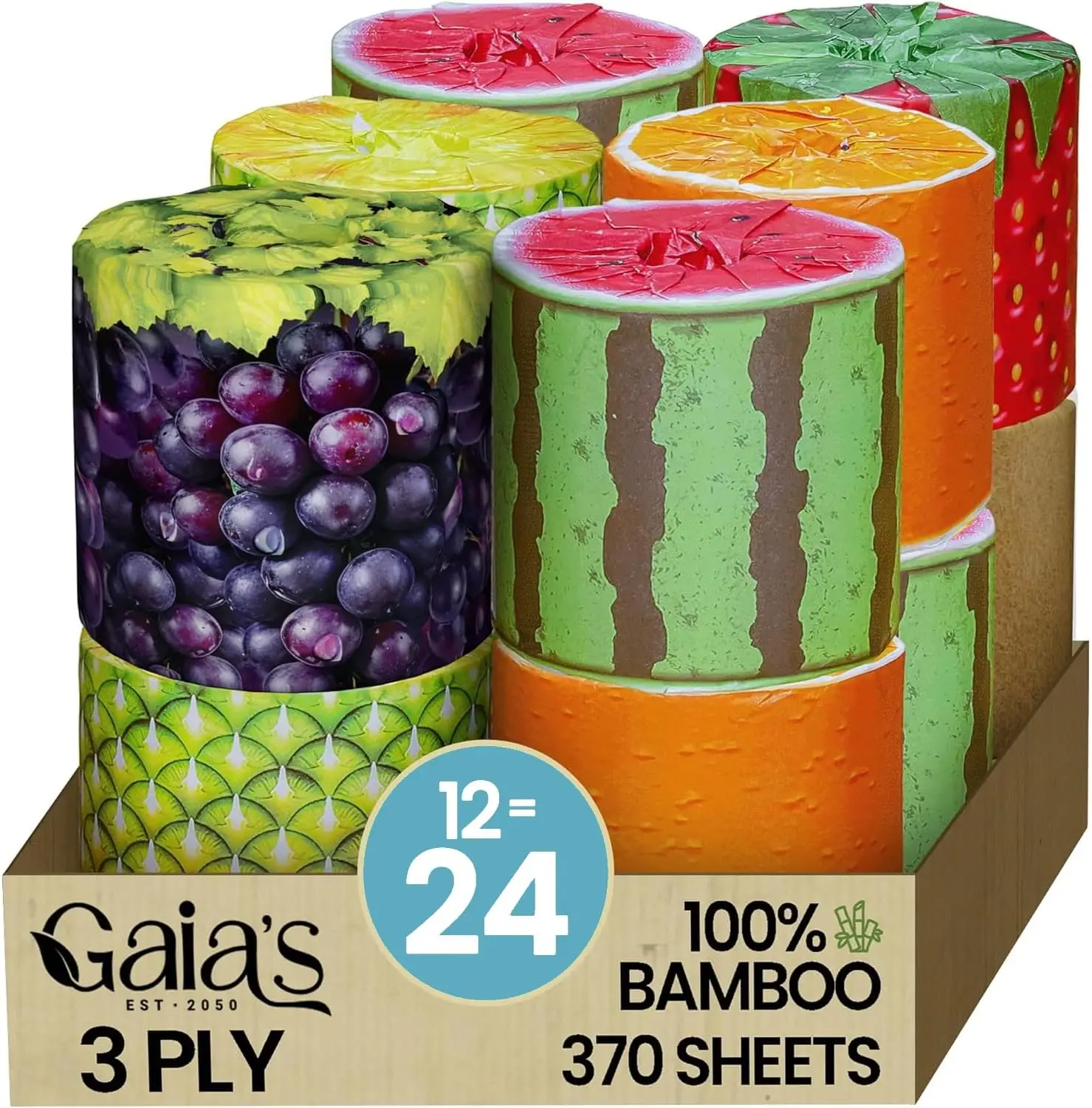 

Премиальная мягкая туалетная бумага с ароматом фруктов, из органического бамбука, 12 мегарулонов, 3-слойная, экологичная и безопасная для септиков.