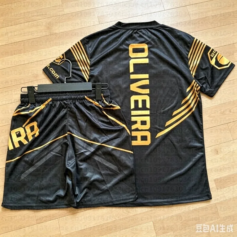 Summer Kid Boxer MMA Octagonal Cage Charles Oliveira Tshirt Shorts Set Men Sports Training Running Set Speed Drying Fighting Set