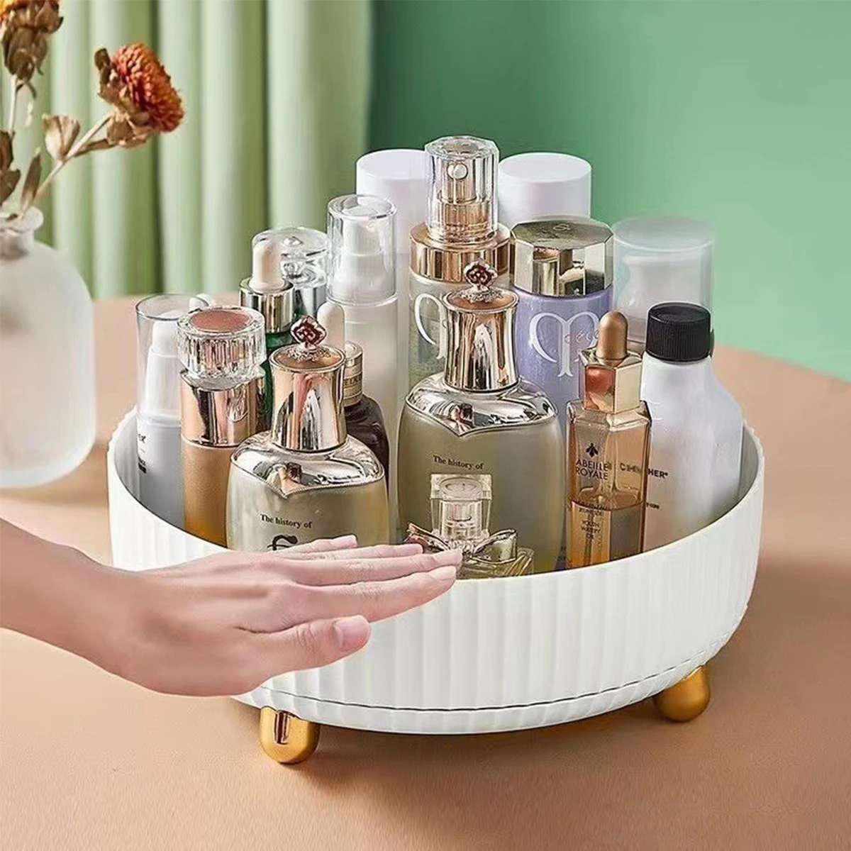 

1Pcs Multifunctional Plastic Dressing Table Makeup Box 360-degree Rotatable Large Capacity Washable for Home