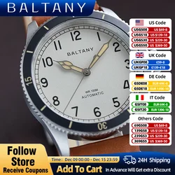 Baltany Khaki Aviation Homage Watch Ceramic Bezel 10ATM Sapphire Luminous Leather Stainless Steel NH38 Automatic Pilot Watches