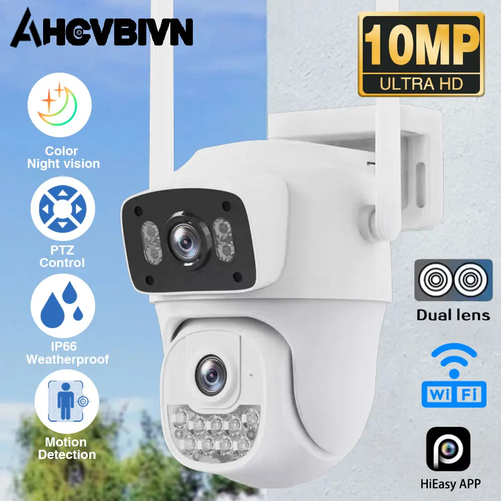 

﻿ 10MP Dual Lens Wifi Camera PTZ Outdoor Dual Screen Security Camera Weatherproof Auto Tracking Monitoring Video Surveillanc