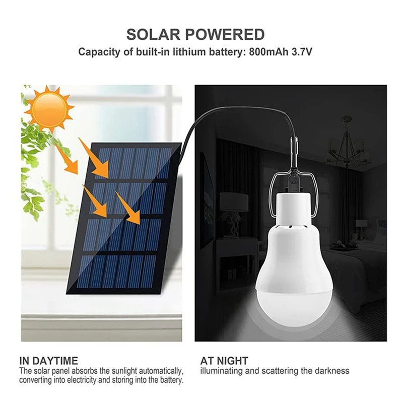 Solar recarregável lâmpada de emergência, luz LED sensoriamento, controle remoto, Camping, branco, 1 conjunto