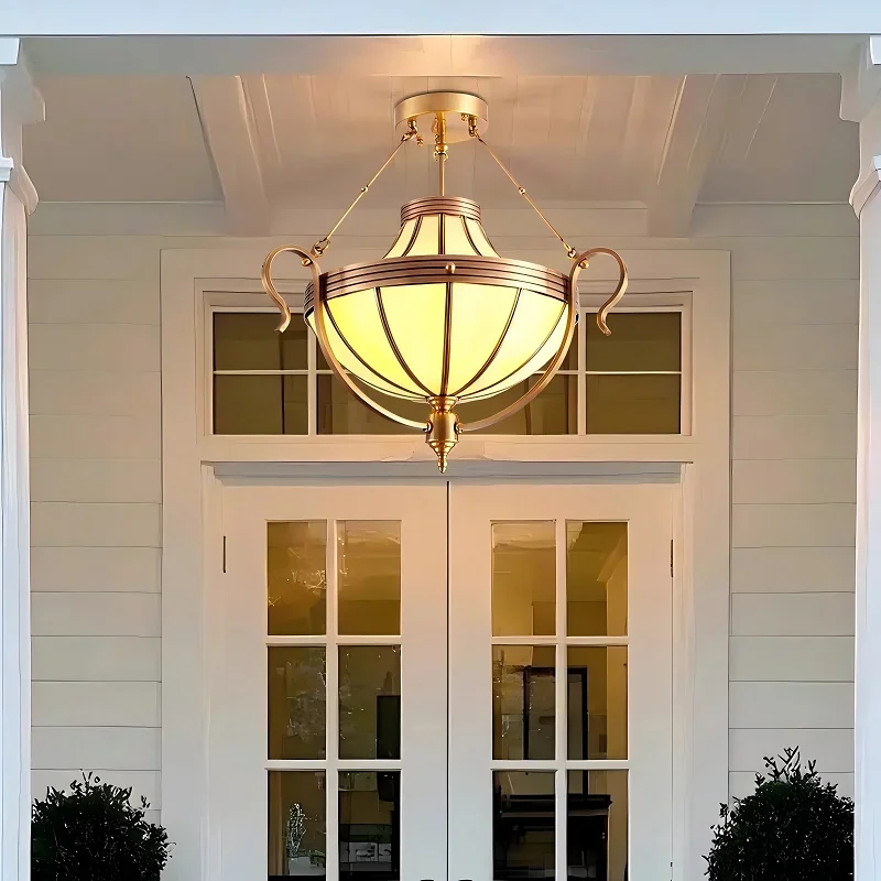 

European Staircase All copper Chandelier, American Full Copper Chandelier for Duplex, Villa Entrance Hall, Courtyard & Corridor