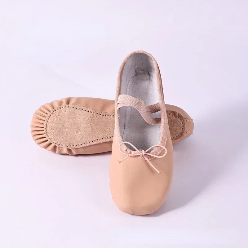 Women's Ballet Slippers for Woman Danseuse PU Leather Professional Dancers for Girls Kids Soft Sole Children Toddler Dance Shoes