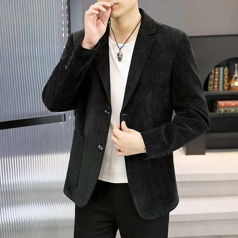 Spring Waffle Suit Jacket Men Solid Color Wedding Business Casual Blazers Slim Fit Street Wear Social Wedding Groom Dress Coats