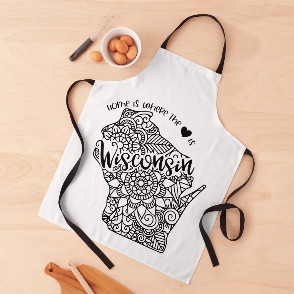 

Home is where the heart is - Wisconsin mandala! Apron women's kitchens For Nail Stylist Home and kitchen products Apron