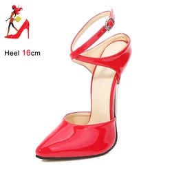 Woman Extreme Metal Heel Sandals Plus Size 46 Summer Stilettos 16CM Fetish High Heels T-stage Show Model Shoes Erotic Women Shoe