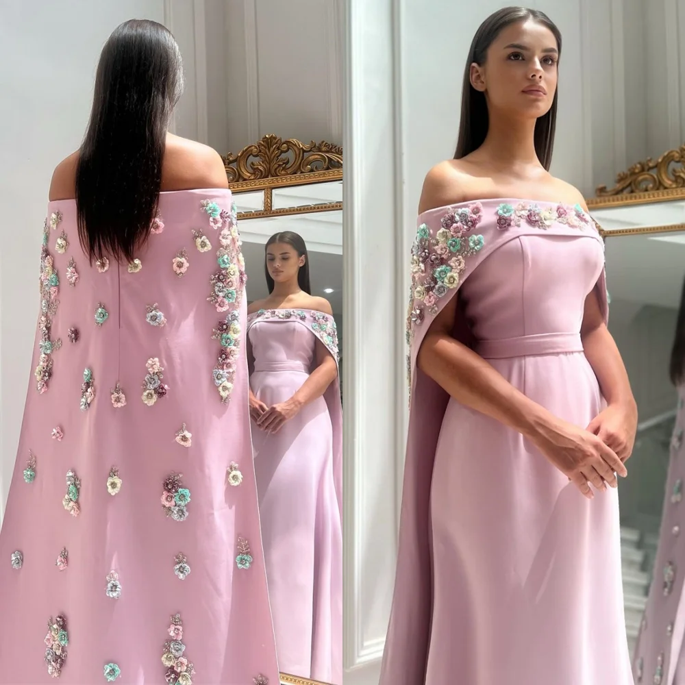 

Customized Elegant Pink Jersey Evening Dress Luxury Off the Shoulder Homecoming Dresses Exquisite Special Occasion Gowns