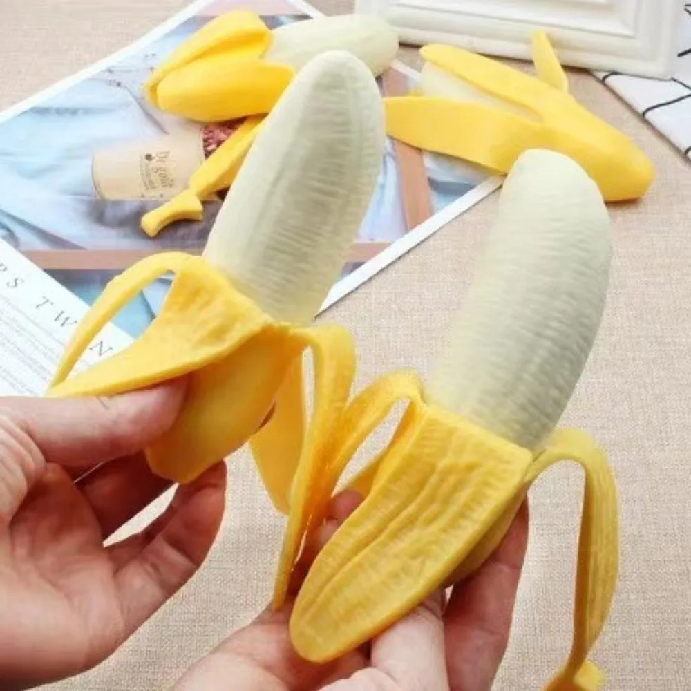 Angstlinderung Banane Squeeze Toy Langsamer Rückprall Simulierte Banane Stressabbau Squeeze Ball Sensorisches Spielzeug Dehnbares Bananenspielzeug