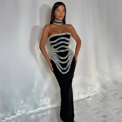 Women New Arrival Sexy Strapless Beading Bandage Dress Bodycon Clothes Club Party Evening Elegant Dresses