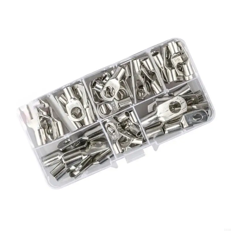 581E 60Pcs Heavy Duty Copper Wire Lugs Rings Terminals Eyelets Terminals Connectors