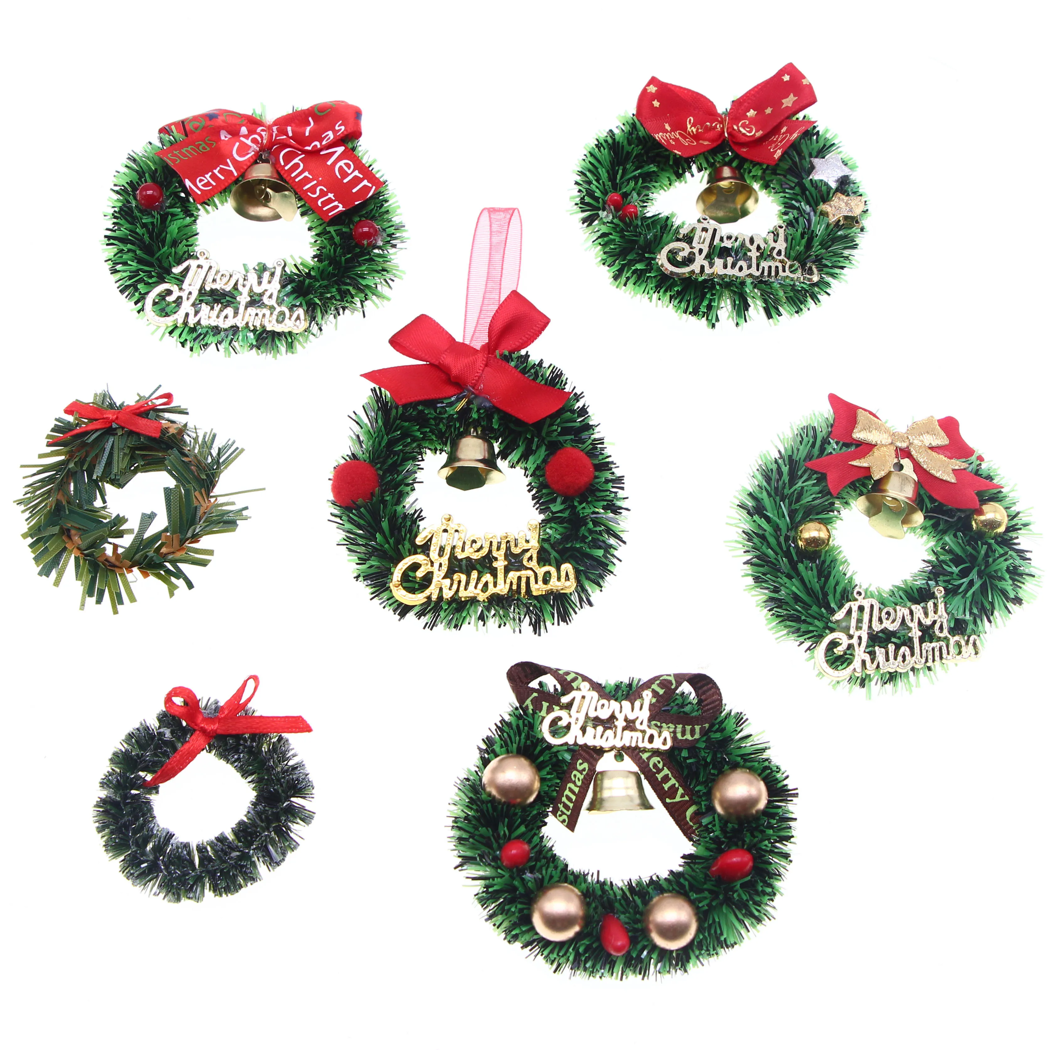 9styles Dollhouse Miniature Christmas Wreath Mini Hanging Xmas Miniature House Wreath For Dollhouse Accessories Decoration