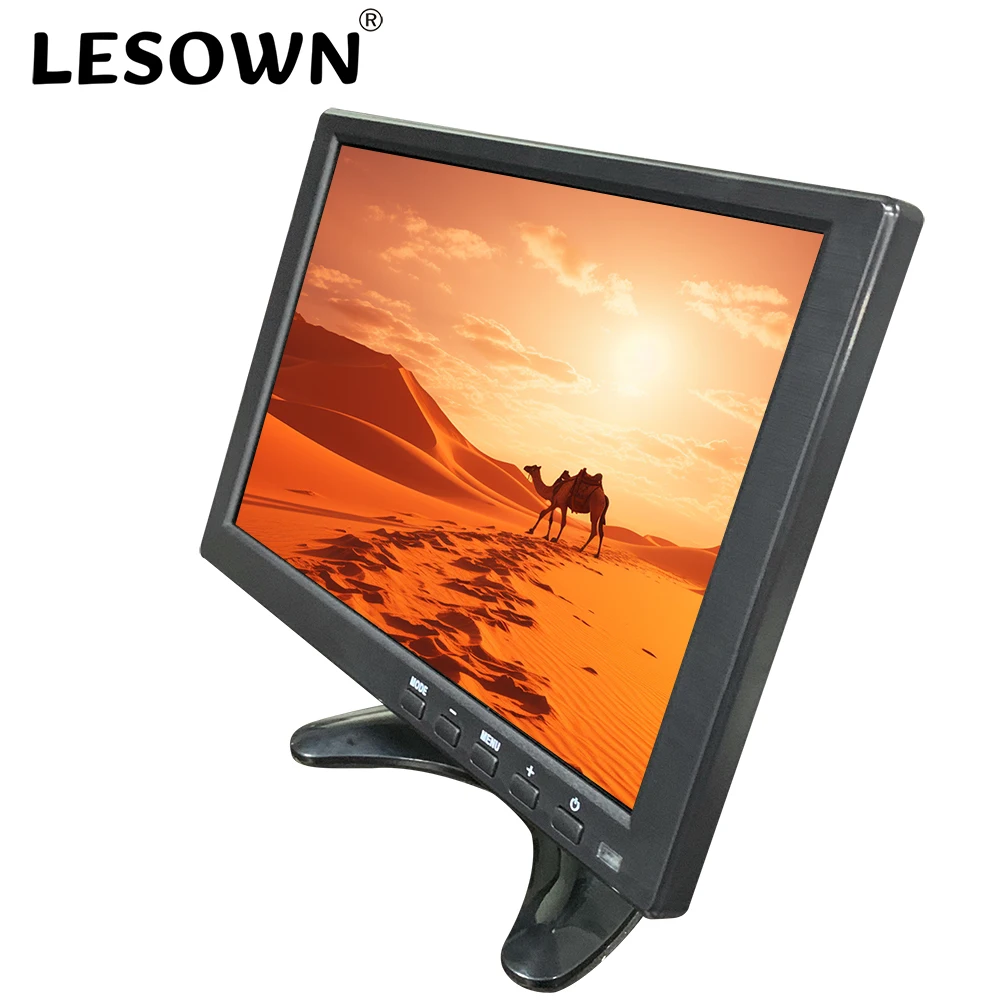 LESOWN 10 7 inch Industrial LCD Monitor 1280x800 IPS Small Wide Screen 10.1 CCTV Monitor with BNC HDMI VGA USB AV Input