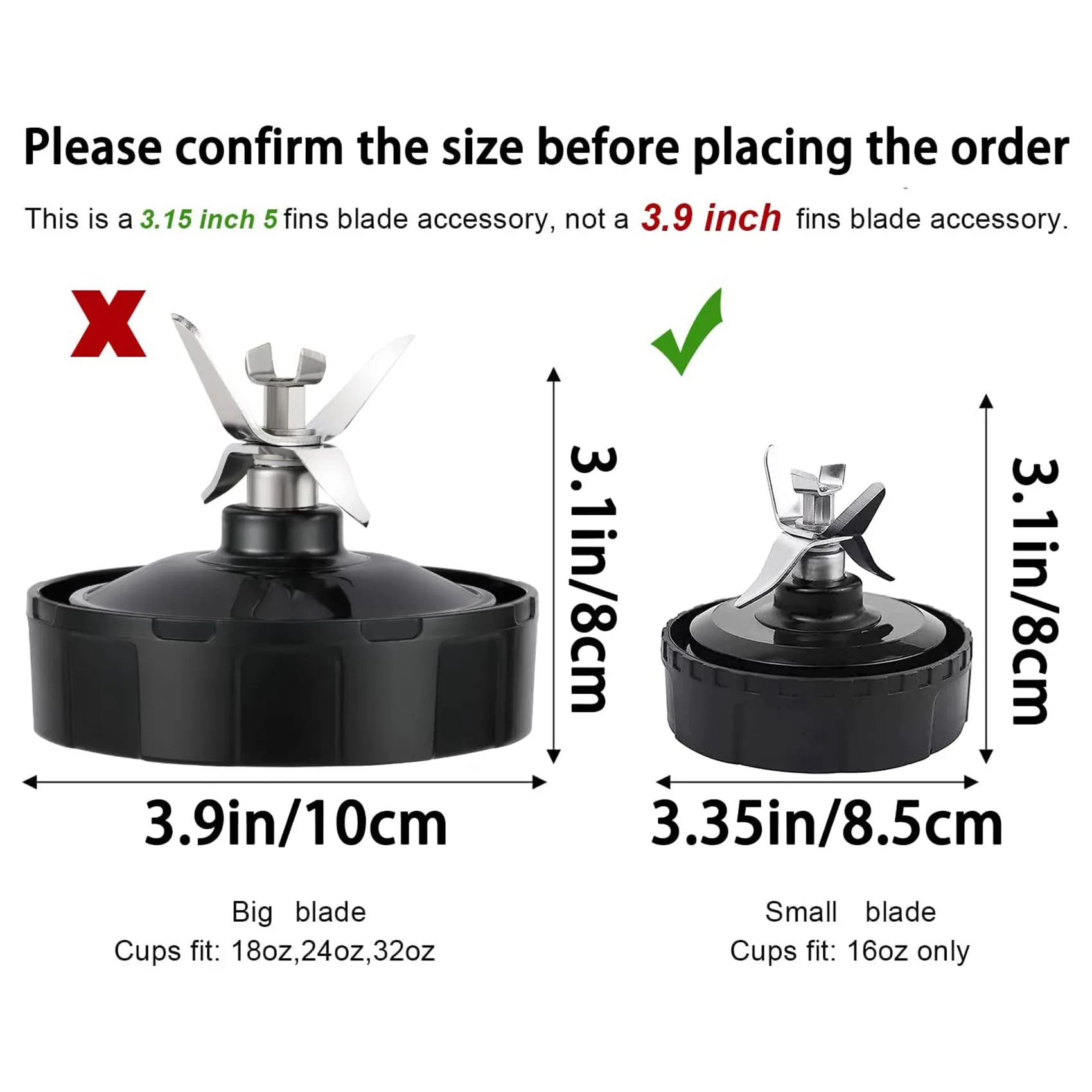 5 Fins Blender Blade for Blender QB3000, QB3000SSW-30, QB3000QR-30, QB3001SS-30, QB3000QBK, QB3004, QB3005