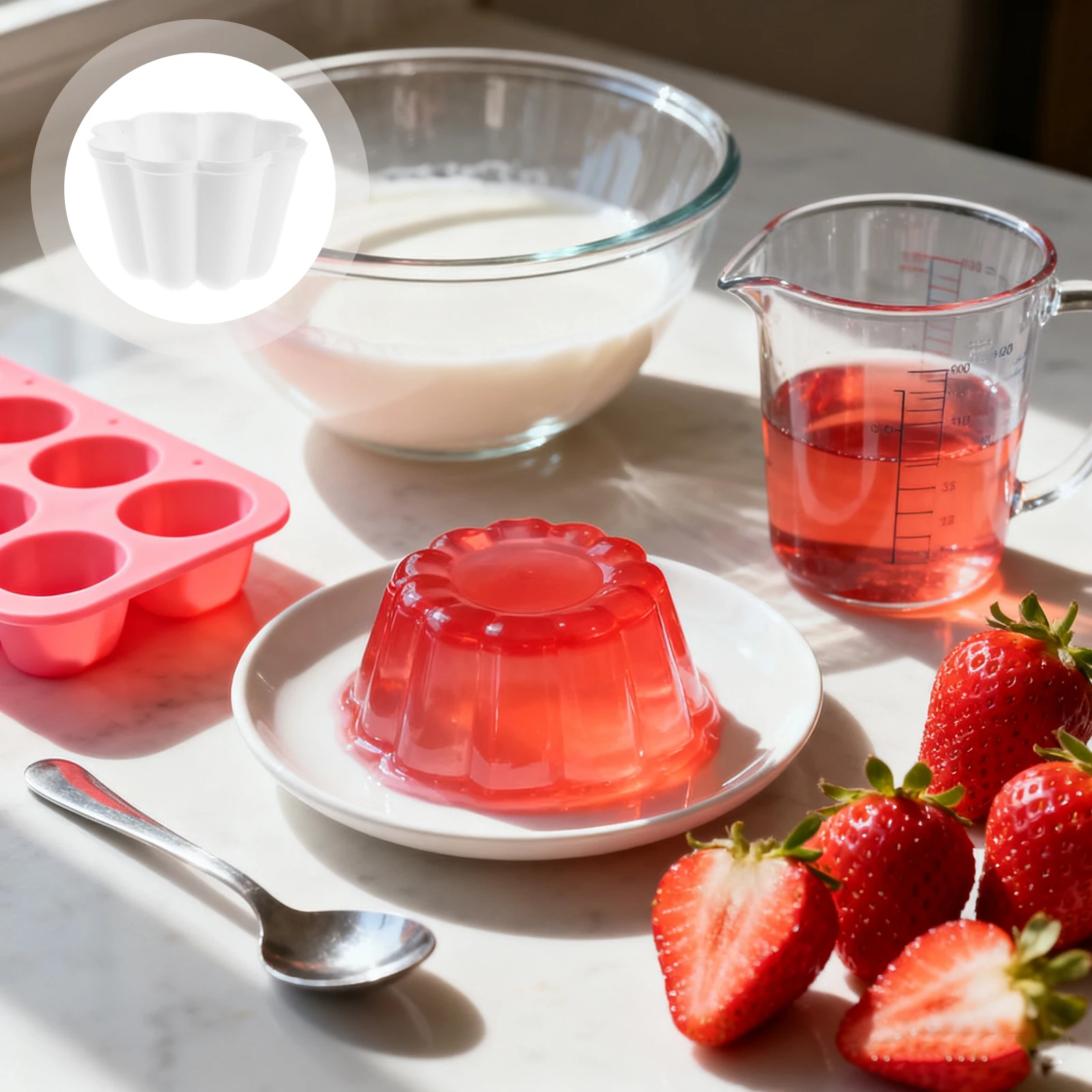 

4Pcs Pudding Moulds for Baking Jelly Molds Dessert Mousse Cake Tool Mould 8.00x8.00x5.00cm Jelly Molds Pudding Moulds for Baking