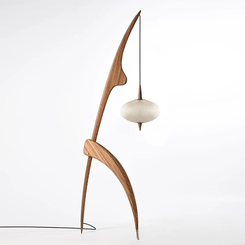 

Designer Japanese fishing floor lamp Internet celebrity log bed and breakfast, decorative lamp, modern