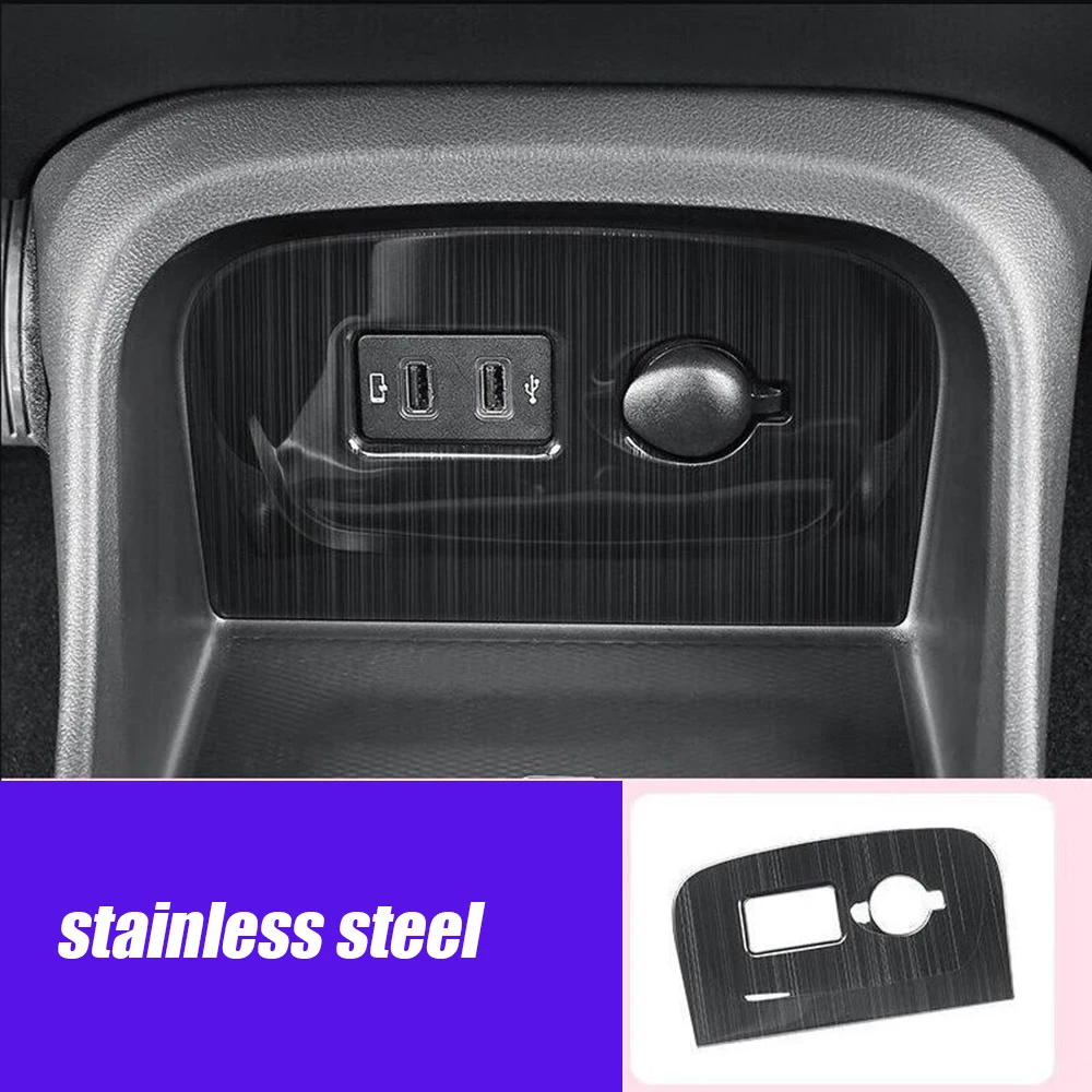 

For GWM ORA Good Cat 2021 2022 Stainless Steel Car Front USB panel protector frame Cover Trim Sticker Interior Accessories