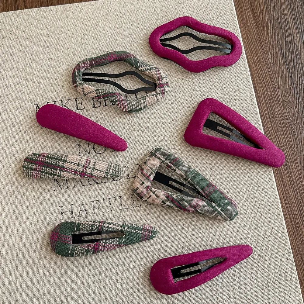 

1pc Rose Red Bangs Side Clip Plaid Geometric BB Clip Girl Hairpin Hair Clip Barrettes Hairpins Kids Headwear Hair Accessories