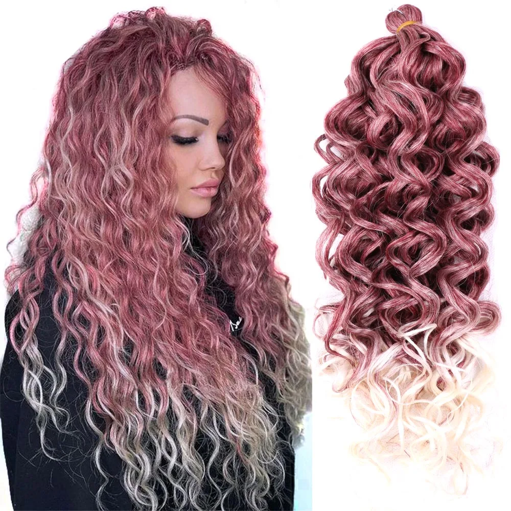 

Sallyhair 20inch Synthetic Deep Water Wave Hawaii Curly Blonde Pink Ombre Colors Hairstyles Crochet Braids Hair Extensions